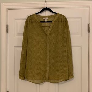 LOFT XL Sheer Long Sleeve Blouse